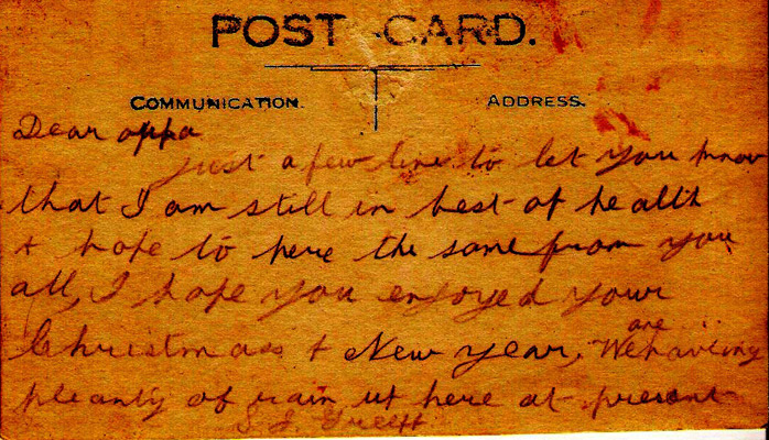 The postcard. Reverse.